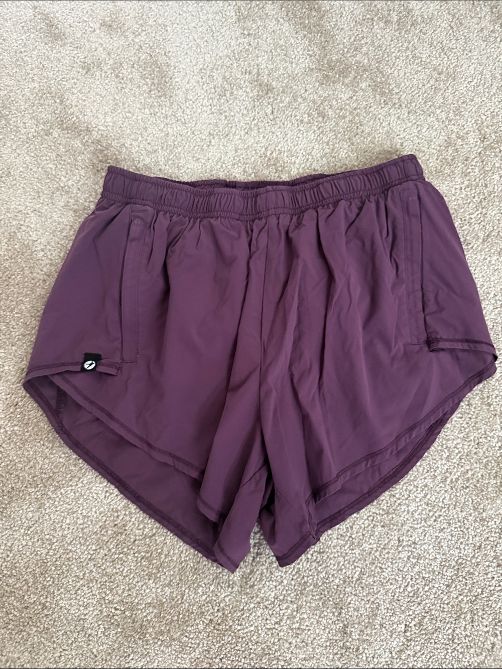 Oiselle Flyout  Purple Athletic Running Shorts with Elastic Waist